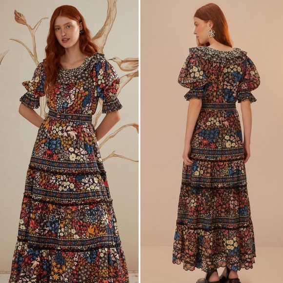 FARM Rio Dresses & Skirts - 💖LAST Price💖NWT Farm Rio Black Jujus Garden Maxi Dress FIRM PRICE NO OFFERS